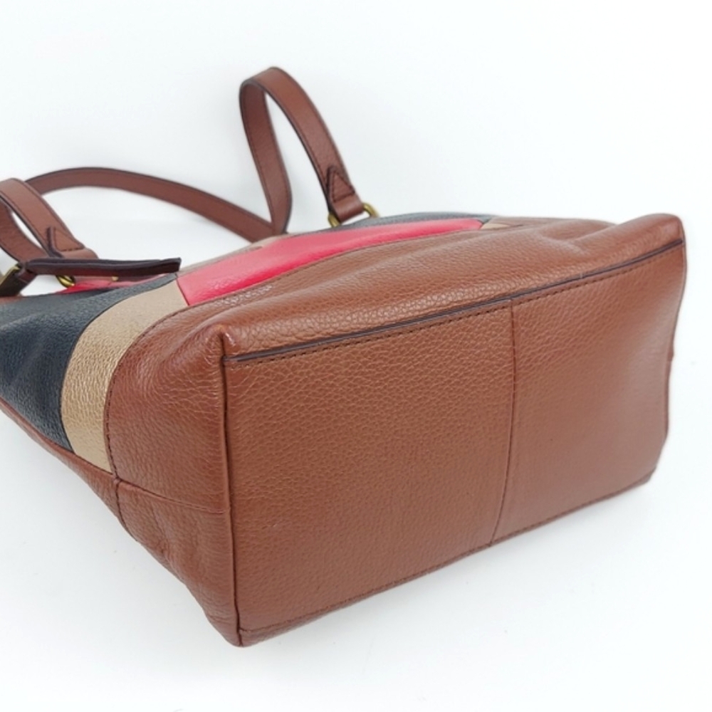 Fossil Patchwork Brown Leather Tote - image 7